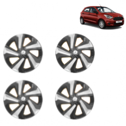 Premium Quality Car Full Wheel Cover Caps Clip Type 14 Inches (Corona D) (Double Colour Silver-Black) For Figo