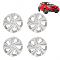 Premium Quality Car Full Wheel Cover Caps Clip Type 14 Inches (Corona) (Silver) For Etios Liva