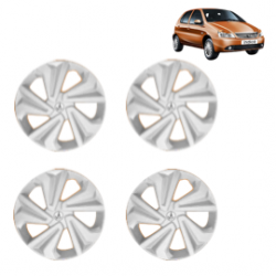 Premium Quality Car Full Wheel Cover Caps Clip Type 14 Inches (Corona) (Silver) For Indica Turbo