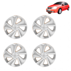 Premium Quality Car Full Wheel Cover Caps Clip Type 14 Inches (Corona) (Silver) For Indigo CS
