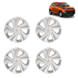 Premium Quality Car Full Wheel Cover Caps Clip Type 14 Inches (Corona) (Silver) For KUV100