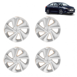 Premium Quality Car Full Wheel Cover Caps Clip Type 14 Inches (Corona) (Silver) For Verna
