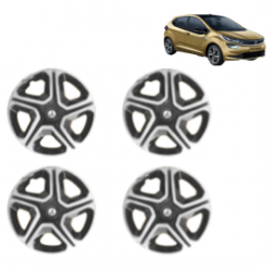 Premium Quality Car Full Wheel Cover Caps Clip Type 14 Inches (Double Colour Silver-Black) For Altroz