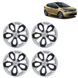 Premium Quality Car Full Wheel Cover Caps Clip Type 14 Inches (Fury) (Double Colour Silver-Black) For Altroz