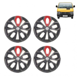 Premium Quality Car Full Wheel Cover Caps Clip Type 14 Inches (Fury) (Double Colour Strip Red-Black) For Winger