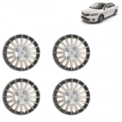 Premium Quality Car Full Wheel Cover Caps Clip Type 15 inches (38.1 cm) (Camry A) (Double Colour Silver-Black) For Corolla Altis