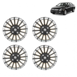 Premium Quality Car Full Wheel Cover Caps Clip Type 15 inches (38.1 cm) (Camry B) (Double Colour Silver-Black) For Fusion