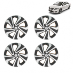 Premium Quality Car Full Wheel Cover Caps Clip Type 15 inches (38.1 cm) (Corona A) (Double Colour Silver-Black) For Corolla Altis