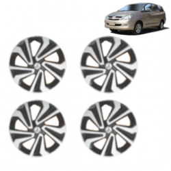 Premium Quality Car Full Wheel Cover Caps Clip Type 15 inches (38.1 cm) (Corona A) (Double Colour Silver-Black) For Innova