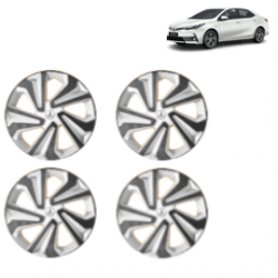 Premium Quality Car Full Wheel Cover Caps Clip Type 15 inches (38.1 cm) (Corona B) (Double Colour Silver-Black) For Corolla