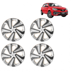 Premium Quality Car Full Wheel Cover Caps Clip Type 15 inches (38.1 cm) (Corona B) (Double Colour Silver-Black) For Etios Liva