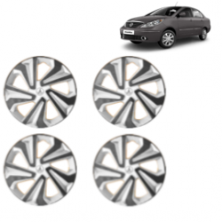 Premium Quality Car Full Wheel Cover Caps Clip Type 15 inches (38.1 cm) (Corona B) (Double Colour Silver-Black) For Indigo Manza