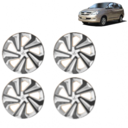 Premium Quality Car Full Wheel Cover Caps Clip Type 15 inches (38.1 cm) (Corona B) (Double Colour Silver-Black) For Innova
