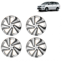 Premium Quality Car Full Wheel Cover Caps Clip Type 15 inches (38.1 cm) (Corona B) (Double Colour Silver-Black) For Innova New Model