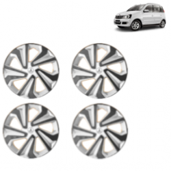 Premium Quality Car Full Wheel Cover Caps Clip Type 15 inches (38.1 cm) (Corona B) (Double Colour Silver-Black) For Quanto