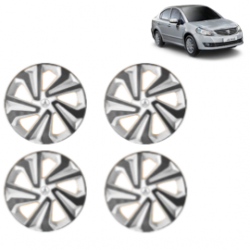 Premium Quality Car Full Wheel Cover Caps Clip Type 15 inches (38.1 cm) (Corona B) (Double Colour Silver-Black) For SX4