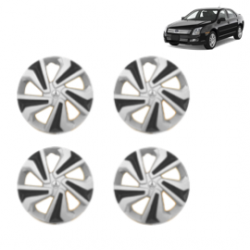 Premium Quality Car Full Wheel Cover Caps Clip Type 15 inches (38.1 cm) (Corona C) (Double Colour Silver-Black) For Fusion