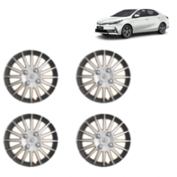 Premium Quality Car Full Wheel Cover Caps Clip Type 15 Inches (Camry A) (Double Colour Silver-Black) For Corolla