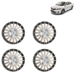 Premium Quality Car Full Wheel Cover Caps Clip Type 15 Inches (Camry A) (Double Colour Silver-Black) For Corolla Altis