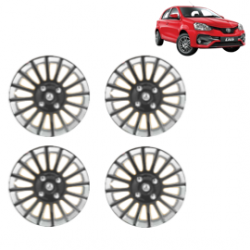 Premium Quality Car Full Wheel Cover Caps Clip Type 15 Inches (Camry B) (Double Colour Silver-Black) For Etios Liva