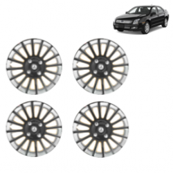 Premium Quality Car Full Wheel Cover Caps Clip Type 15 Inches (Camry B) (Double Colour Silver-Black) For Fusion