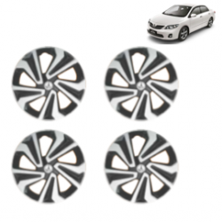 Premium Quality Car Full Wheel Cover Caps Clip Type 15 Inches (Corona A) (Double Colour Silver-Black) For Corolla Altis