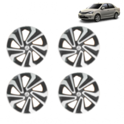Premium Quality Car Full Wheel Cover Caps Clip Type 15 Inches (Corona A) (Double Colour Silver-Black) For Etios
