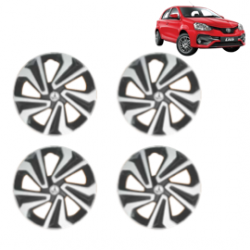 Premium Quality Car Full Wheel Cover Caps Clip Type 15 Inches (Corona A) (Double Colour Silver-Black) For Etios Liva