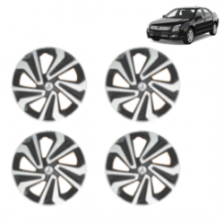 Premium Quality Car Full Wheel Cover Caps Clip Type 15 Inches (Corona A) (Double Colour Silver-Black) For Fusion