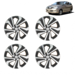Premium Quality Car Full Wheel Cover Caps Clip Type 15 Inches (Corona A) (Double Colour Silver-Black) For Innova
