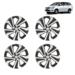 Premium Quality Car Full Wheel Cover Caps Clip Type 15 Inches (Corona A) (Double Colour Silver-Black) For Innova New Model