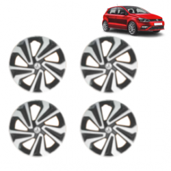 Premium Quality Car Full Wheel Cover Caps Clip Type 15 Inches (Corona A) (Double Colour Silver-Black) For Polo