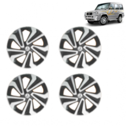 Premium Quality Car Full Wheel Cover Caps Clip Type 15 Inches (Corona A) (Double Colour Silver-Black) For Sumo Victa