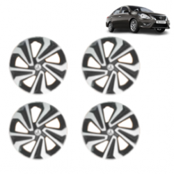 Premium Quality Car Full Wheel Cover Caps Clip Type 15 Inches (Corona A) (Double Colour Silver-Black) For Sunny