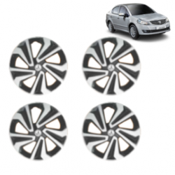 Premium Quality Car Full Wheel Cover Caps Clip Type 15 Inches (Corona A) (Double Colour Silver-Black) For SX4