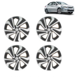 Premium Quality Car Full Wheel Cover Caps Clip Type 15 Inches (Corona A) (Double Colour Silver-Black) For Verna Fluidic