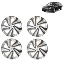 Premium Quality Car Full Wheel Cover Caps Clip Type 15 Inches (Corona B) (Double Colour Silver-Black) For Fusion