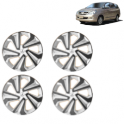 Premium Quality Car Full Wheel Cover Caps Clip Type 15 Inches (Corona B) (Double Colour Silver-Black) For Innova