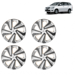 Premium Quality Car Full Wheel Cover Caps Clip Type 15 Inches (Corona B) (Double Colour Silver-Black) For Innova New Model