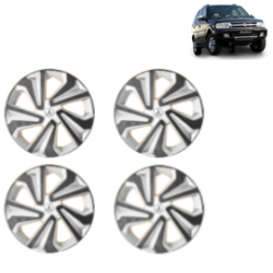 Premium Quality Car Full Wheel Cover Caps Clip Type 15 Inches (Corona B) (Double Colour Silver-Black) For Safari / Safari Dicor