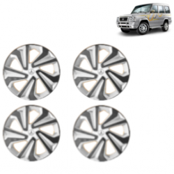 Premium Quality Car Full Wheel Cover Caps Clip Type 15 Inches (Corona B) (Double Colour Silver-Black) For Sumo Victa
