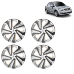 Premium Quality Car Full Wheel Cover Caps Clip Type 15 Inches (Corona B) (Double Colour Silver-Black) For SX4
