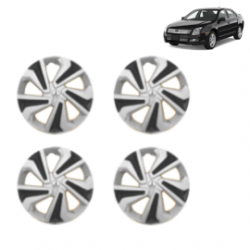 Premium Quality Car Full Wheel Cover Caps Clip Type 15 Inches (Corona C) (Double Colour Silver-Black) For Fusion