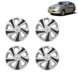 Premium Quality Car Full Wheel Cover Caps Clip Type 15 Inches (Corona C) (Double Colour Silver-Black) For Innova