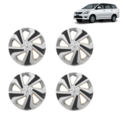 Premium Quality Car Full Wheel Cover Caps Clip Type 15 Inches (Corona C) (Double Colour Silver-Black) For Innova New Model