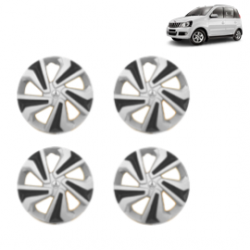 Premium Quality Car Full Wheel Cover Caps Clip Type 15 Inches (Corona C) (Double Colour Silver-Black) For Quanto