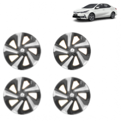 Premium Quality Car Full Wheel Cover Caps Clip Type 15 Inches (Corona D) (Double Colour Silver-Black) For Corolla