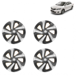 Premium Quality Car Full Wheel Cover Caps Clip Type 15 Inches (Corona D) (Double Colour Silver-Black) For Corolla Altis