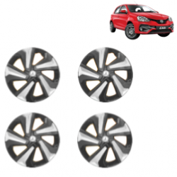 Premium Quality Car Full Wheel Cover Caps Clip Type 15 Inches (Corona D) (Double Colour Silver-Black) For Etios Liva