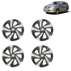 Premium Quality Car Full Wheel Cover Caps Clip Type 15 Inches (Corona D) (Double Colour Silver-Black) For Innova